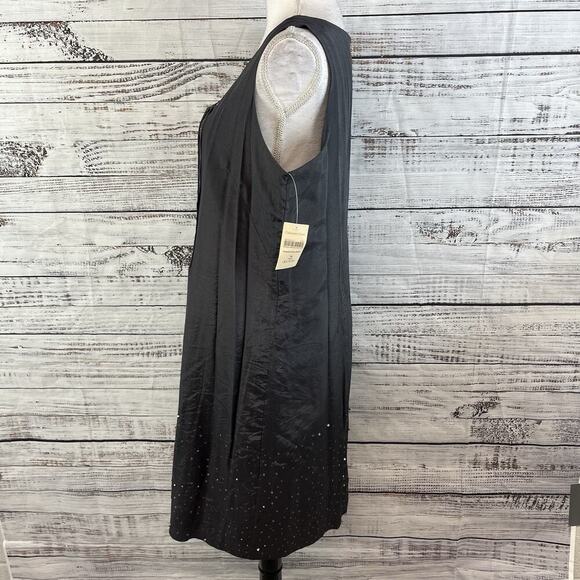 Coldwater Creek Dress size 14 Gray Beaded Flared Sequins Pleating Midi Lagenlook - Picture 6 of 9